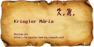 Kriegler Mária névjegykártya